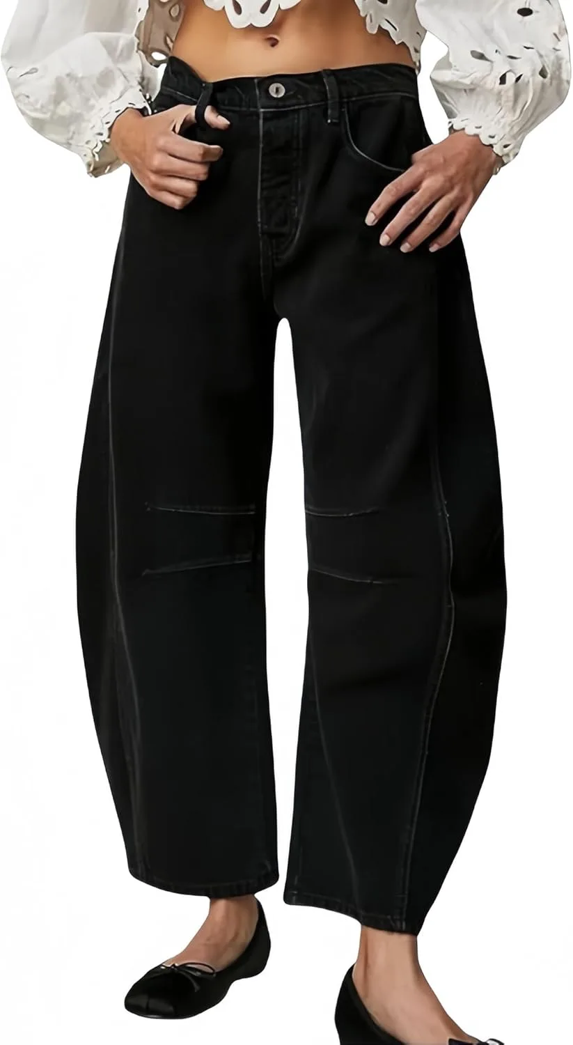 

Женские джинсы Barrel Leopard Wide Leg Vintage Loose Y2k Mid Rise