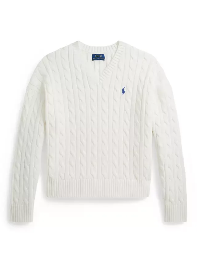 Свитер крупной вязки из чистого хлопка, белый Ralph Lauren — фото 4