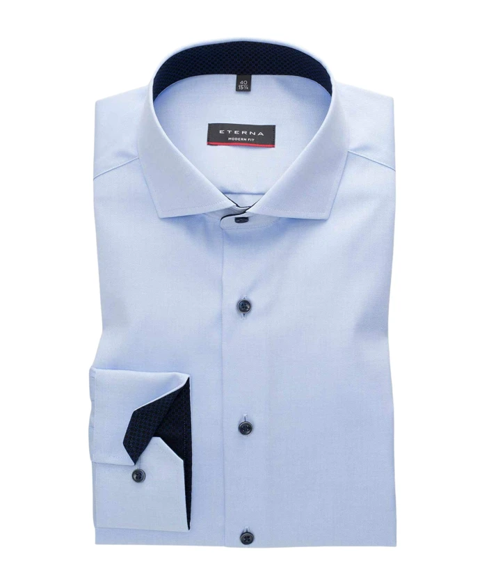 

Мужская деловая рубашка, вневременной дизайн. Eterna, синий