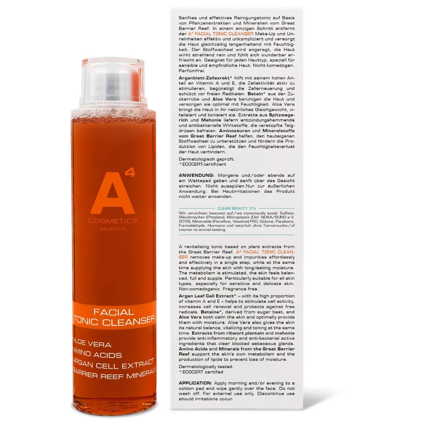 Тоник A4 Cosmetics — Facial tonic cleanser , объем, 200 мл — фото 3