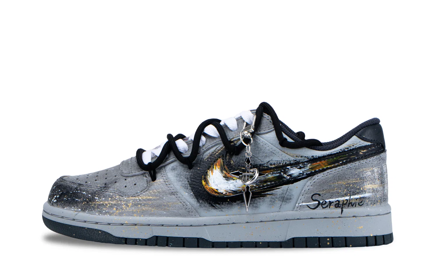 Кроссовки скейтбордические низкие Nike Big Ash Trace серо-золотистые — фото 3