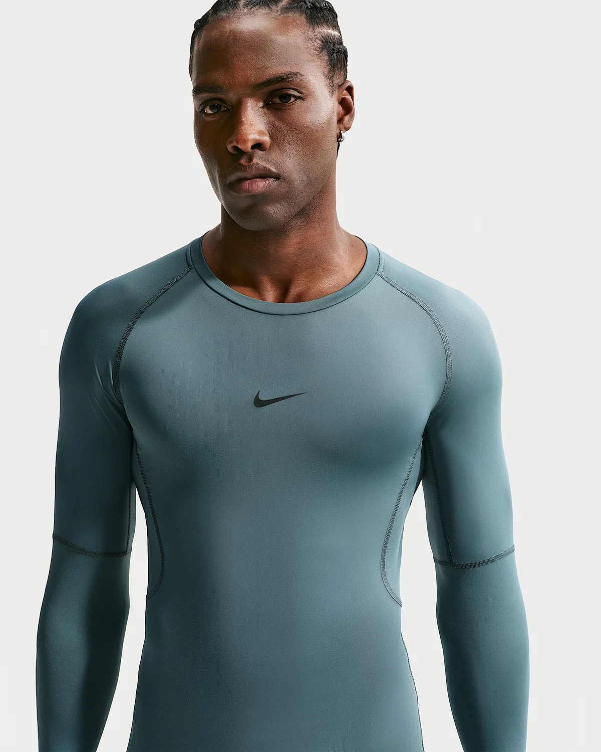 Мужская облегающая футболка с длинным рукавом Nike Pro Dri-FIT, Mineral Slate/Black