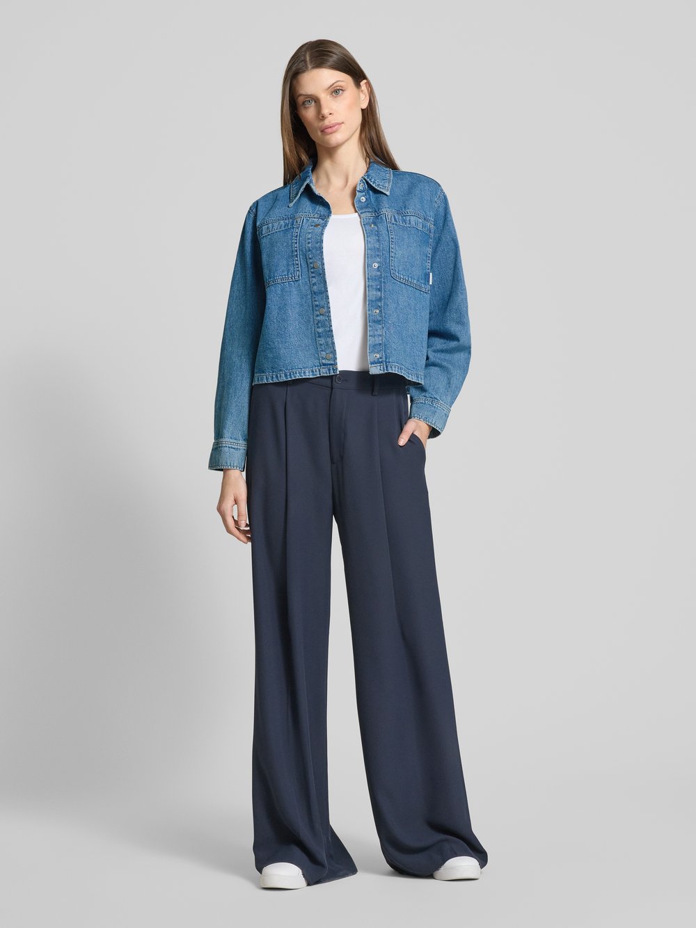 

Джинсовая рубашка свободного кроя из чистого хлопка Tom Tailor Denim, синий