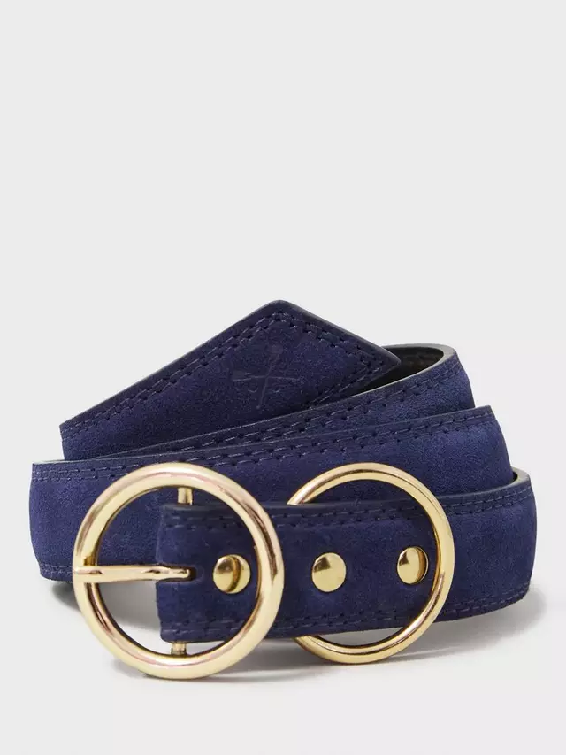 

Ремень Crew Clothing Suede Double Circle Buckle, темно-синий