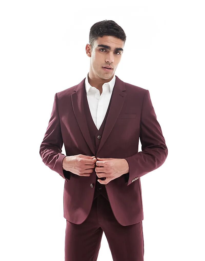 

Приталенный пиджак ASOS DESIGN бордового цвета