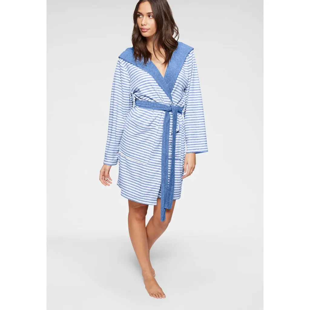 

Женский халат KangaROOS Luana, идеально подходит для сауны и спа, отельный халат, утренний халат, 1 шт., полосатый - женский халат, полосатый, размеры XS-3XL Kangaroos, синий/белый