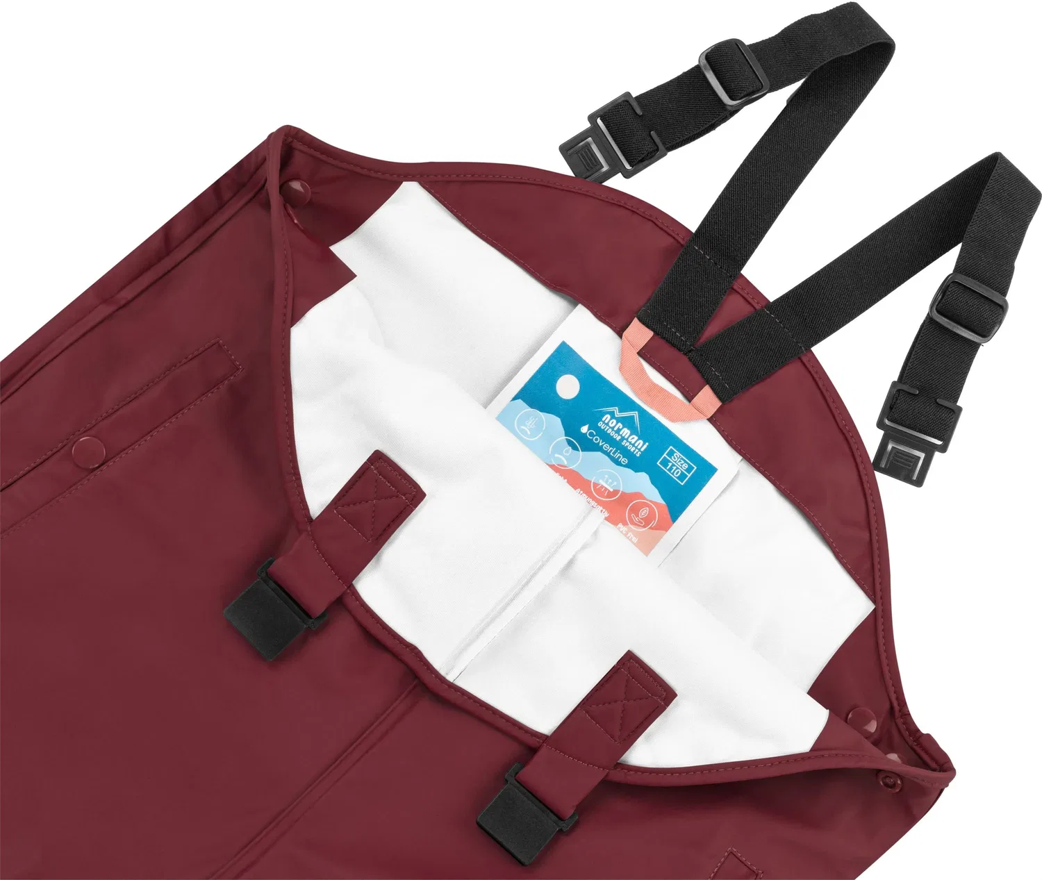 Дождевые штаны с подтяжками Normani Outdoor Sports, бордовый — фото 3