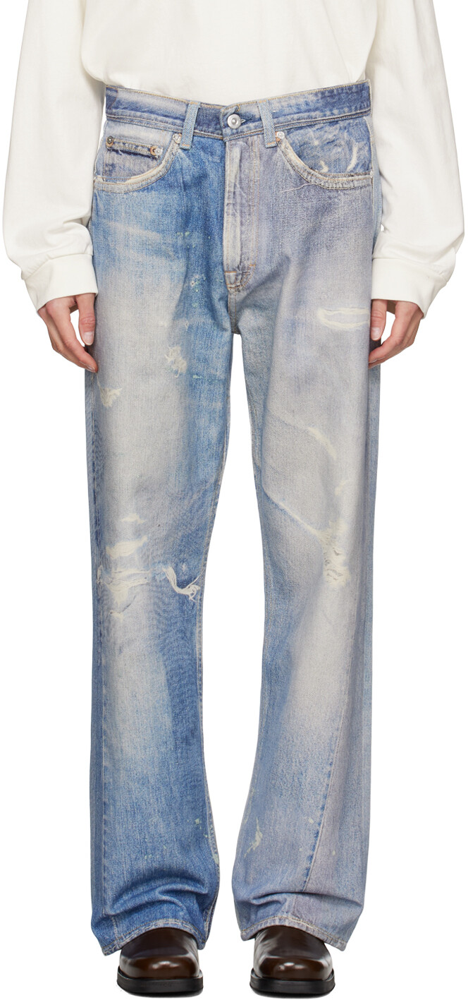 

Синие джинсы третьего покроя OUR LEGACY, Digital denim print