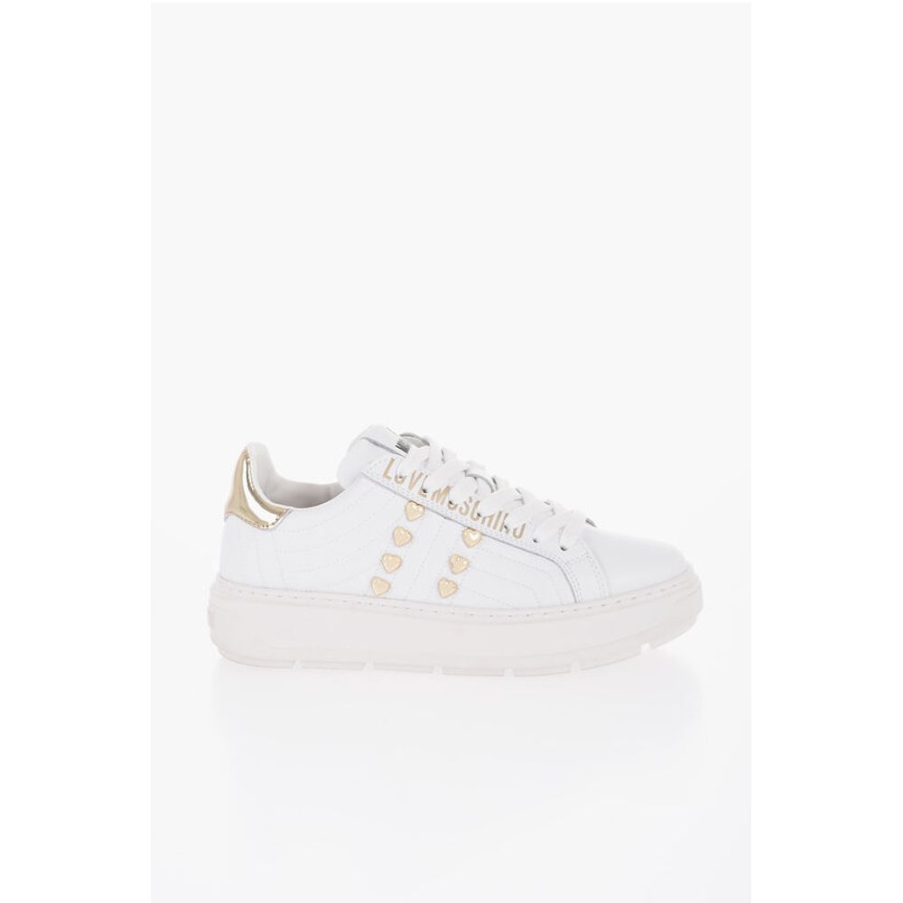 Низкие кеды LOVE из стеганой кожи BOLD40 с золотистым эффектом Moschino, White — фото 3