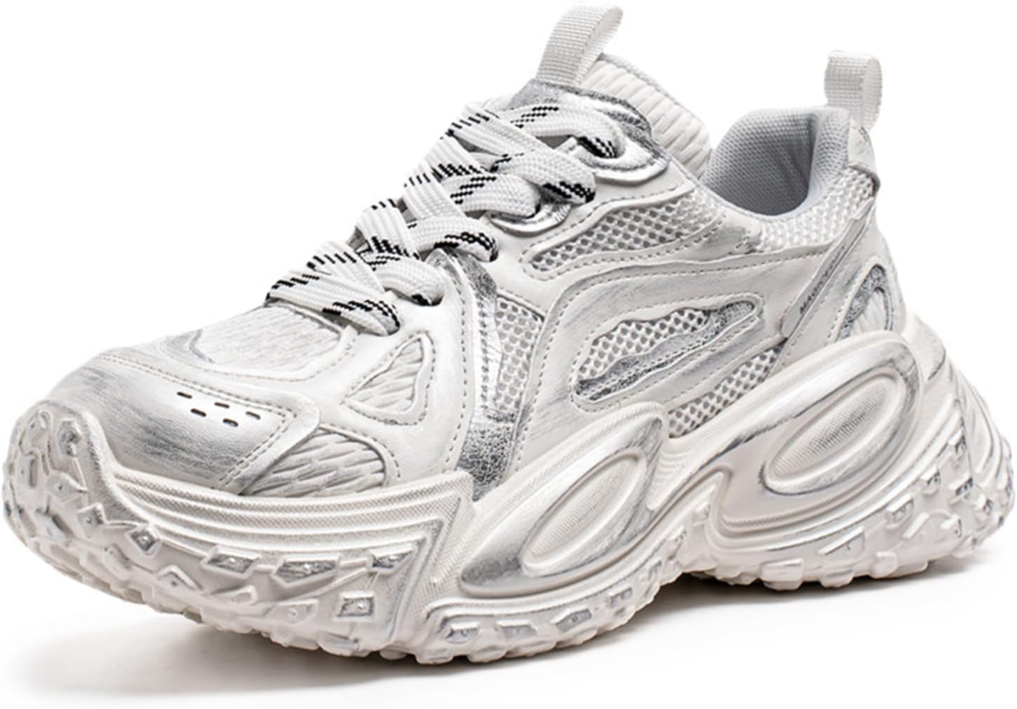 

Мужские повседневные спортивные прогулочные кроссовки из сетки, дышащие тренеры, объемные модные кроссовки для мужчин Spwagym, белый