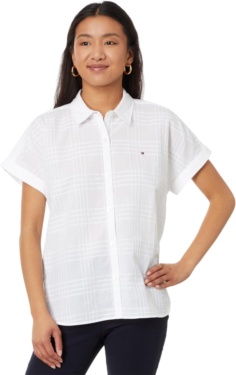 

Рубашка Tommy Hilfiger Dobby Plaid Shirt, цвет Bright White