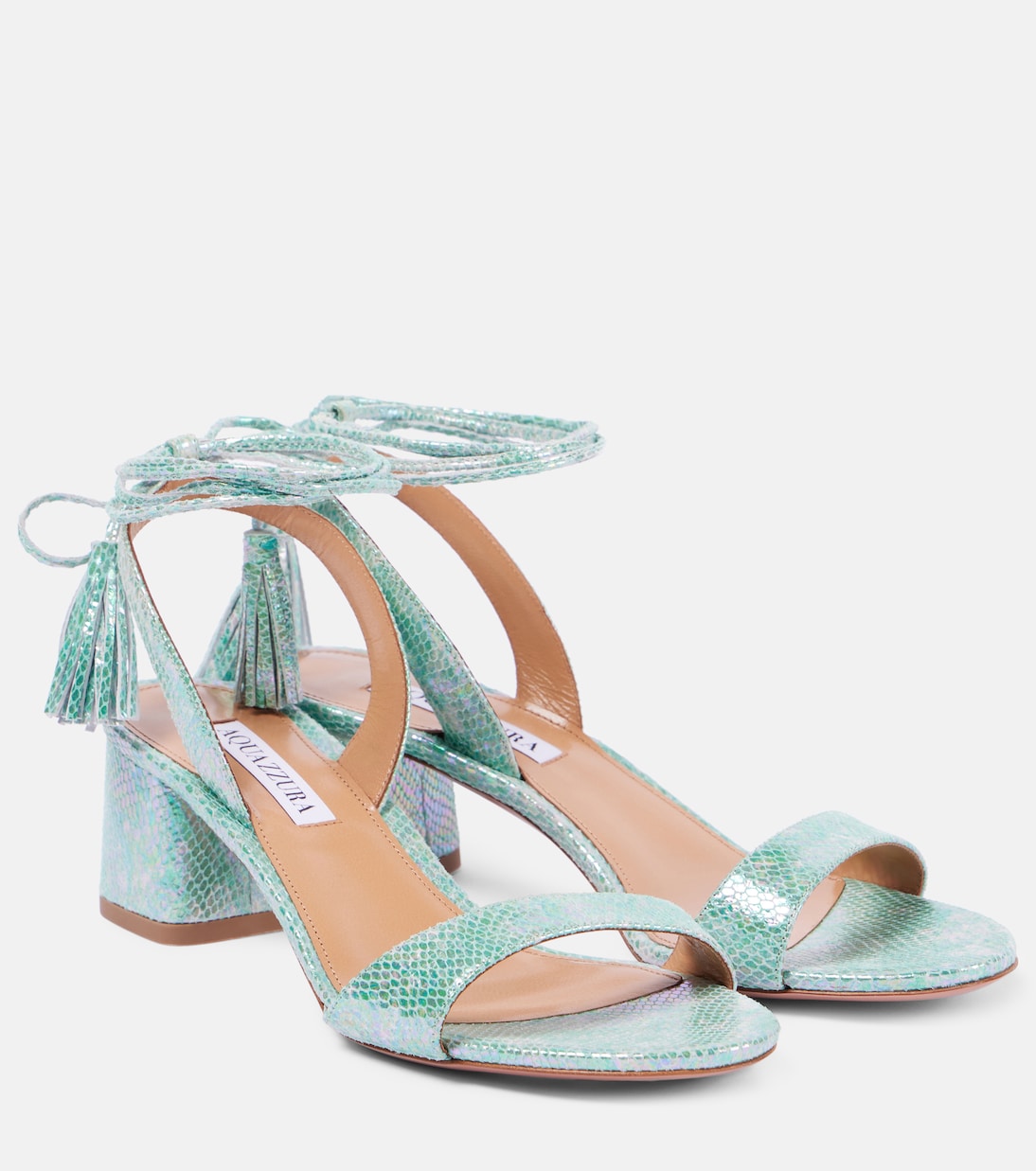 Сандалии из кожи Alu 50 с эффектом змеи Aquazzura, Sparemint