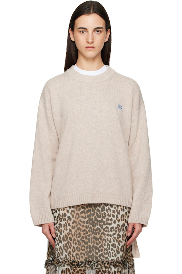 

Ganni Бежевый шерстяной свитер-комбинезон