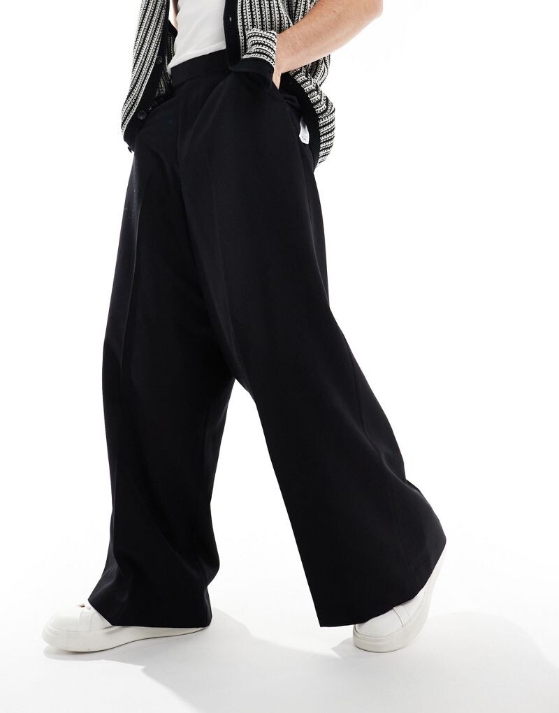 

Черные элегантные широкие брюки ASOS DESIGN