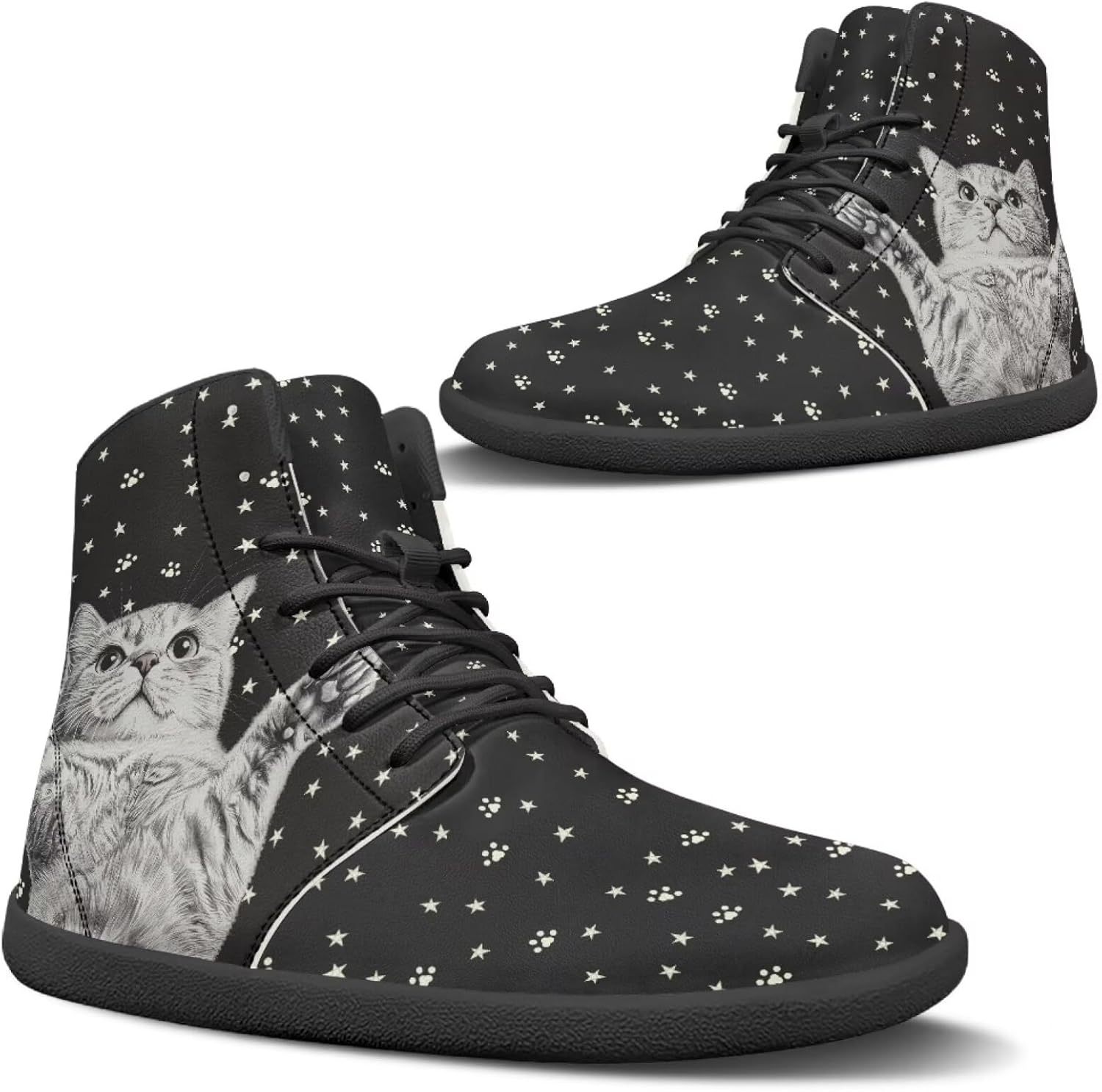 

Высокие кроссовки с животным принтом для мужчин, с широкой носочной частью, шнуровкой, противоскользящие, для тренировок и бега Xixirimido, Cute Cat