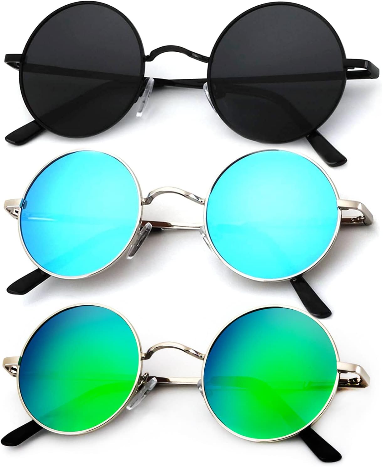

Круглые поляризованные солнцезащитные очки KALIYADI для мужчин и женщин в стиле ретро с металлическим ремешком и эффектом хиппи, защита от УФ-излучения, C28-black + Silvery Frame Blue Lens + Silvery Frame Green Lens