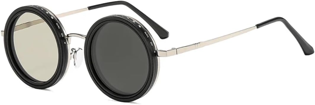 

Ретро круглые панк-солнцезащитные очки для мужчин и женщин для занятий спортом на открытом воздухе, защита от УФ-излучения UV400, регулируемые солнцезащитные очки с затемнением TVTBBVV, Silver-5