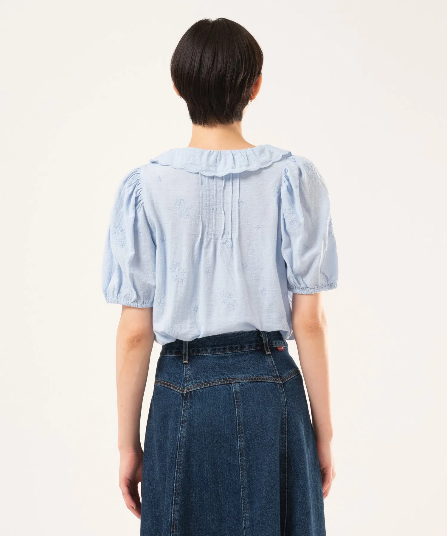 Женская блузка с рюшами Levi's Giselle голубая — фото 3