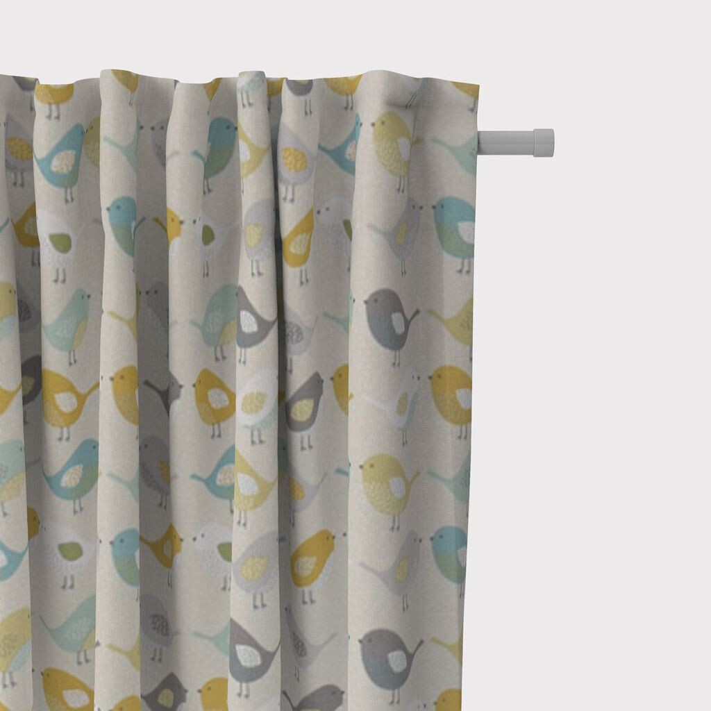 

КРАСИВАЯ ЖИЗНЬ. Штора Fryett`s Birds birds бежевый серый мятно-горчичный 245c подвесные люверсы Schöner-Leben, мультиколор