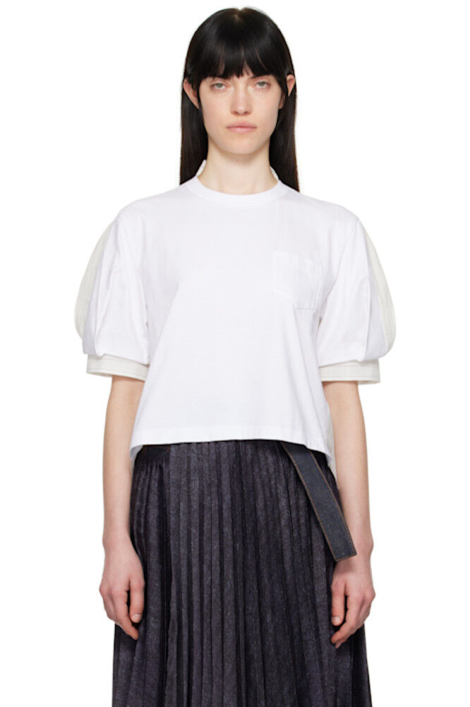 

Футболка из органзы и хлопкового джерси Off-White Spun sacai