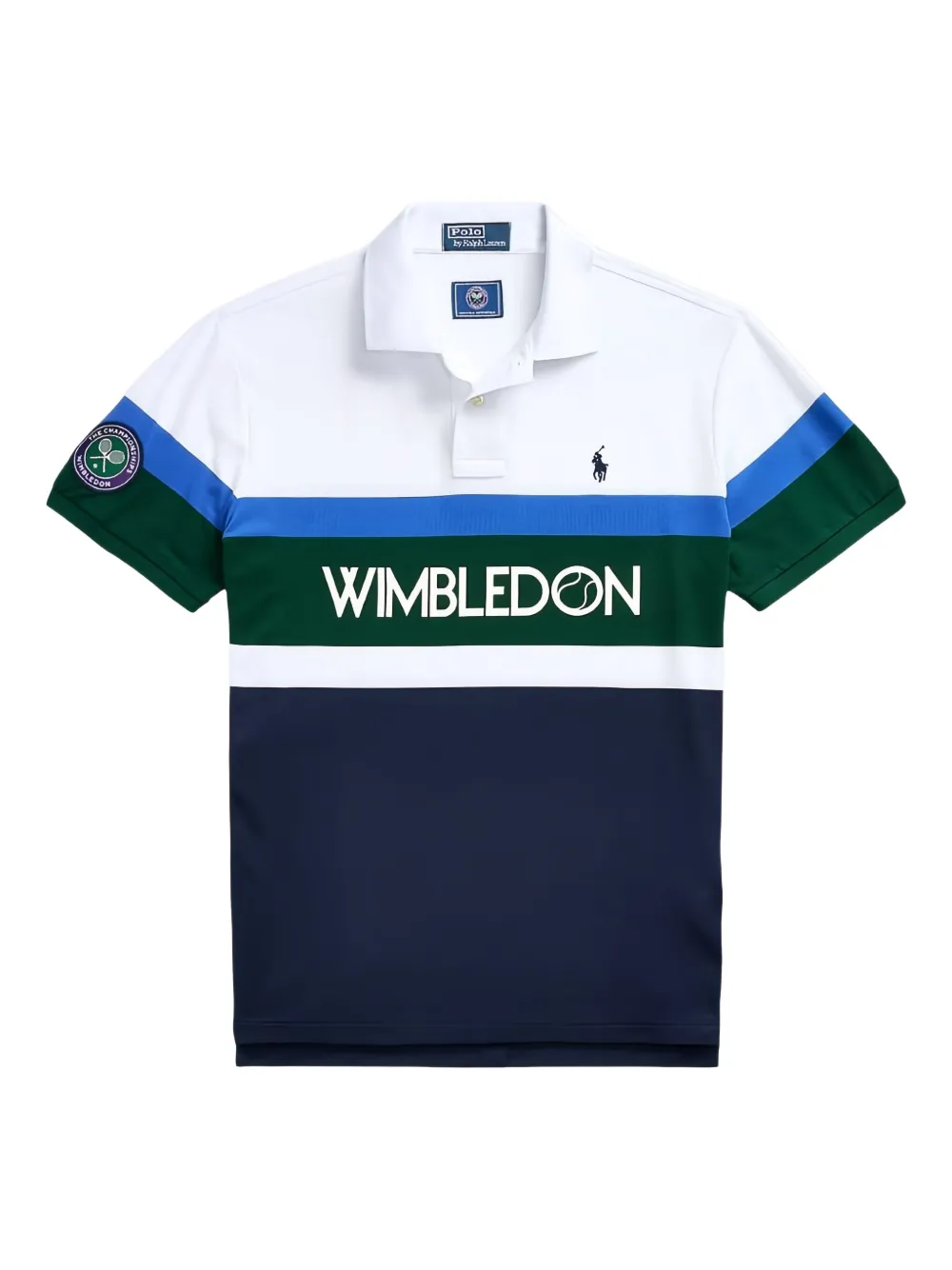 

Поло в стиле колор-блок Wimbledon Polo Ralph Lauren, белый