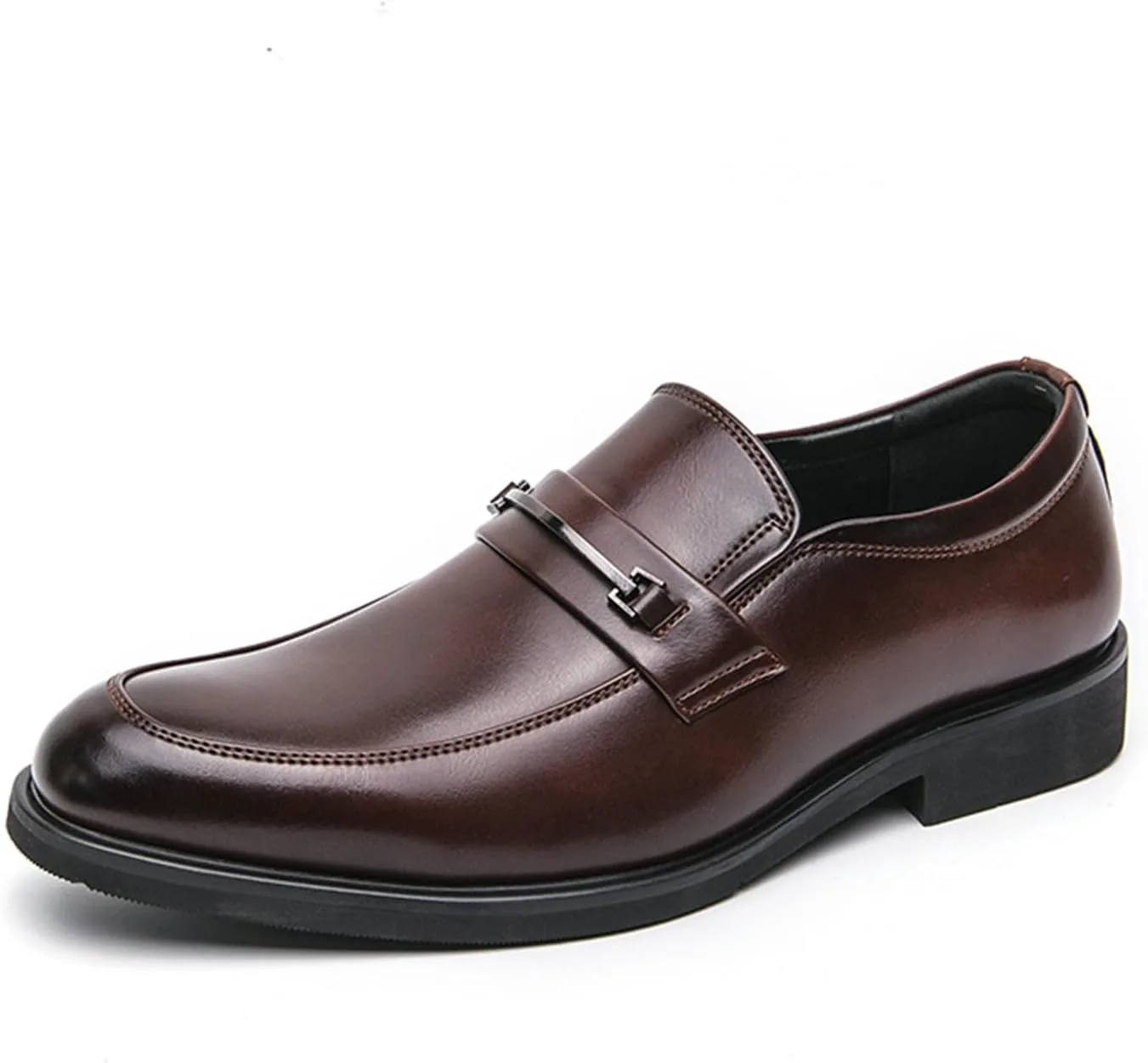 

Мужские классические кожаные лоферы на массивном каблуке, деловые туфли с острым носком, платформой, мягкой подошвой, без застежек, формальные свадебные туфли, офисная обувь для прогулок NEUUGO, коричневый