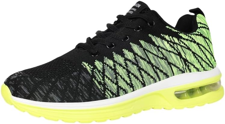 

Мужские спортивные кроссовки большого размера однотонные на шнуровке - дышащий верх, нескользящая резиновая подошва, стелька с амортизирующей EVA для всех сезонов на открытом воздухе Hoalox, черный/зеленый