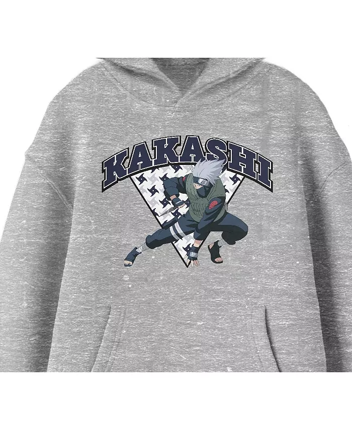 Классическая молодежная толстовка с капюшоном Kakashi Fighting Stance Heather Gray Graphic Hoodie, размер S Naruto, серый — фото 2