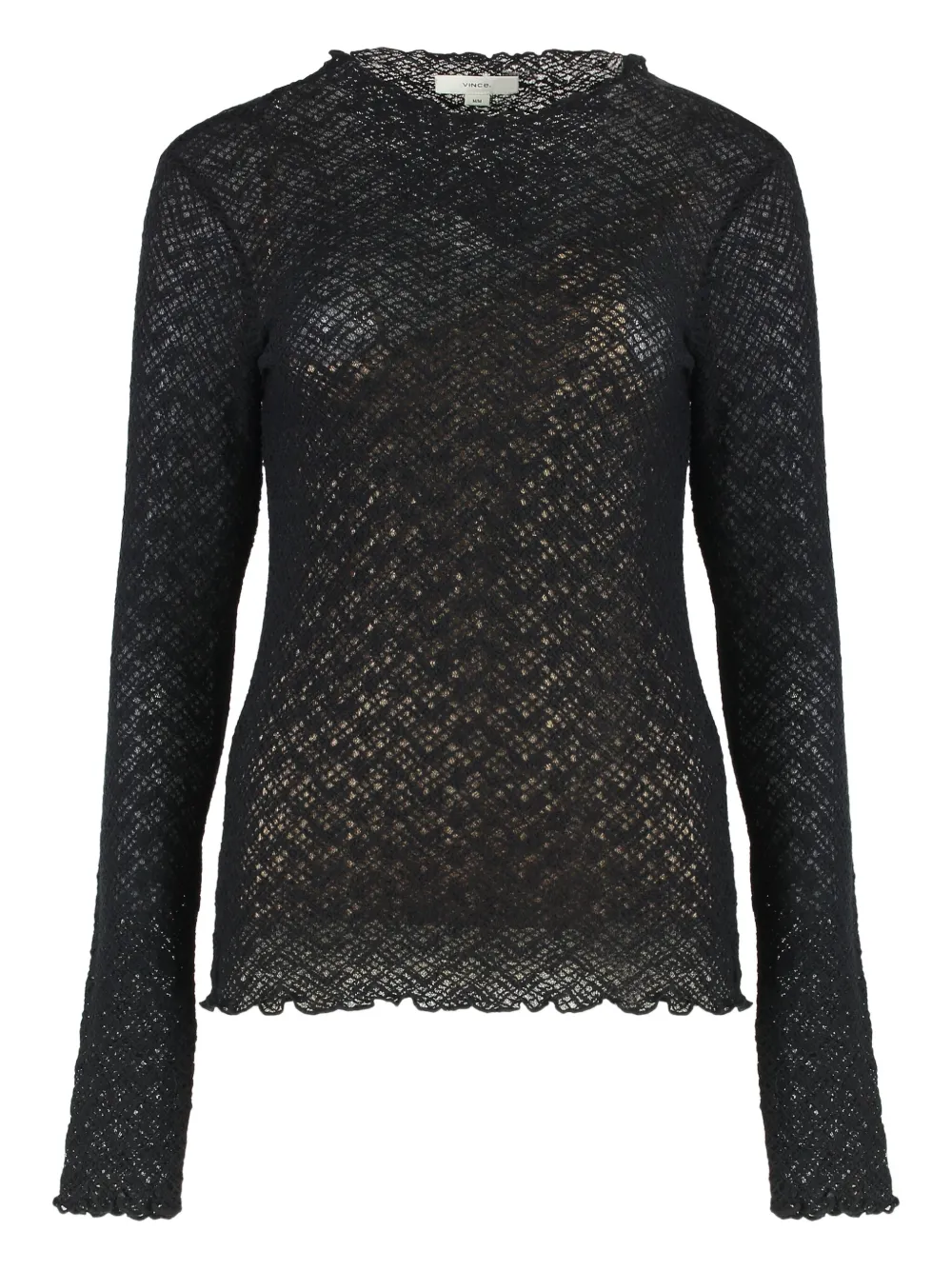 

Кружевной топ с длинными рукавами Vince, черный