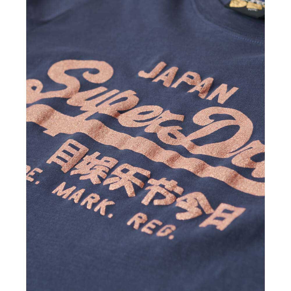 Футболка с коротким рукавом Superdry Metallic Vl Relaxed, синий — фото 4