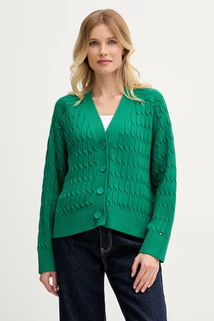 Кардиган женский из хлопка Tommy Hilfiger, зеленый