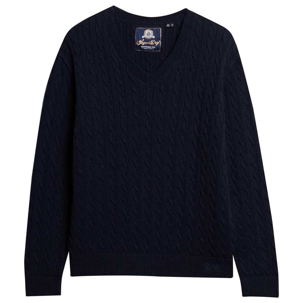 

Свитер Superdry Oversized V Cable V Neck, синий
