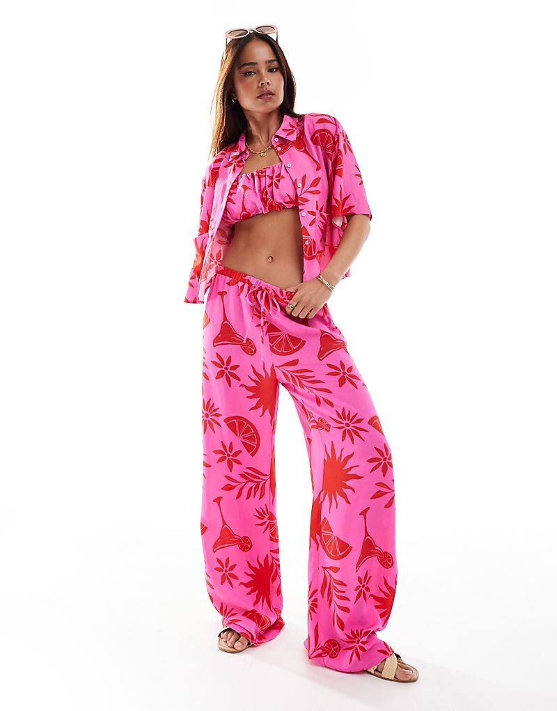 

ASOS DESIGN – розовые свободные брюки с коктейльным узором