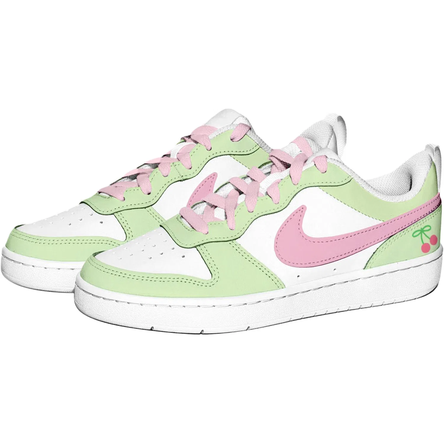 Кроссовки для скейтбординга Court Borough Leather Abrasion Resistant Breathable Low top Kids' Skateboarding Shoes Green Teenagers Nike — фото 4