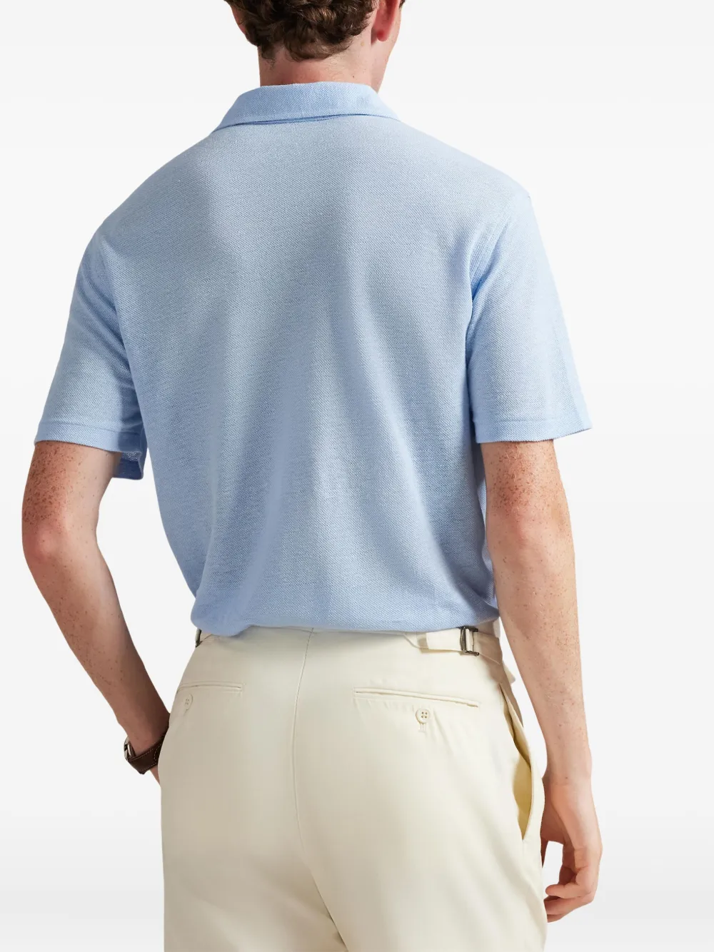 Льняная рубашка поло с нагрудным карманом Polo Ralph Lauren, синий — фото 4
