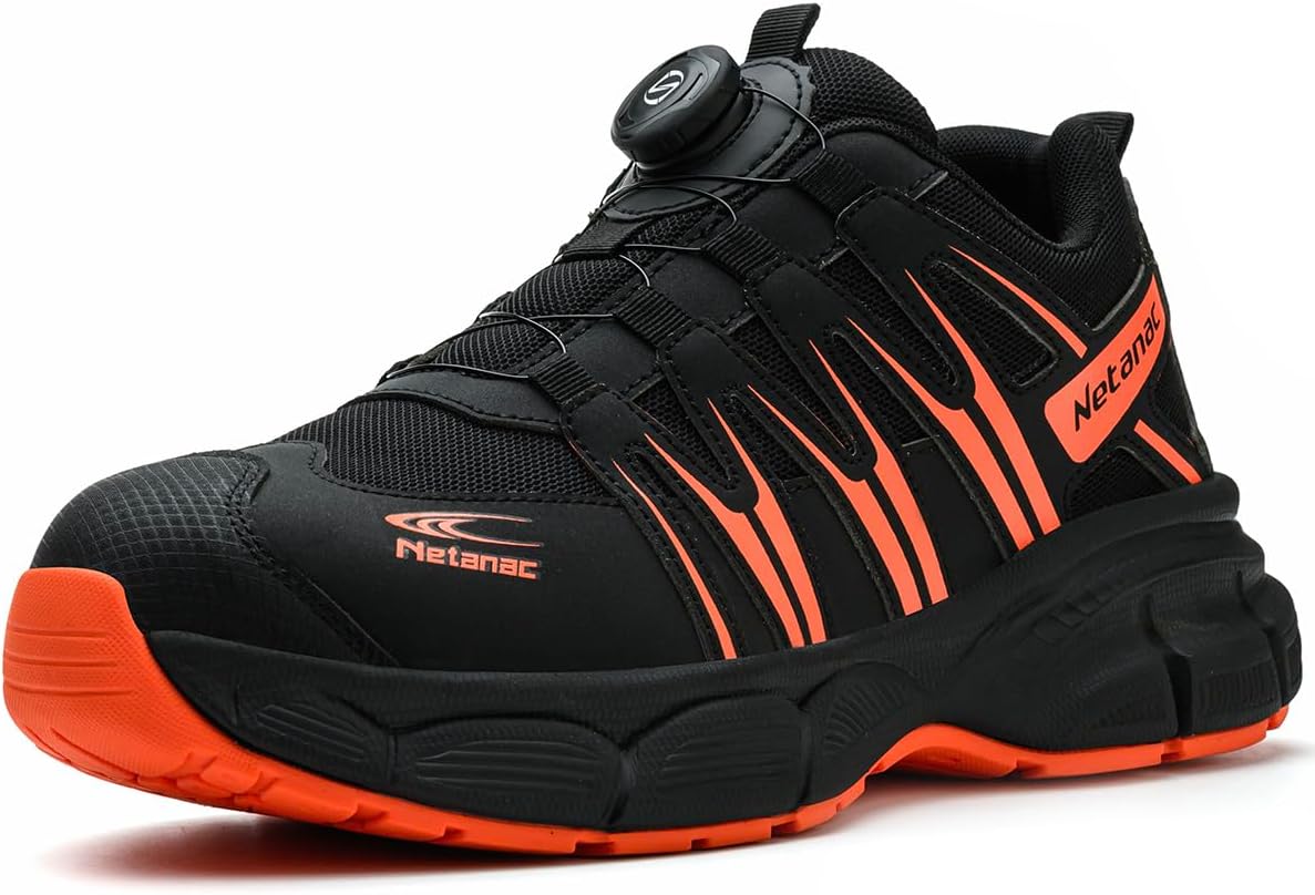 

Ботинки с стальным носком для мужчин и женщин, дышащая защитная рабочая обувь с прочной мягкой подошвой, удобные кроссовки, устойчивые к проколам, для промышленного использования Netanac, оранжевый