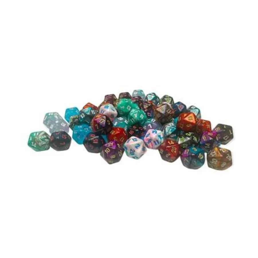 

Ассорти мини-многогранников d20 кубиков (50), Dice - Bags of Dice (Assorted Colors) (Chessex)