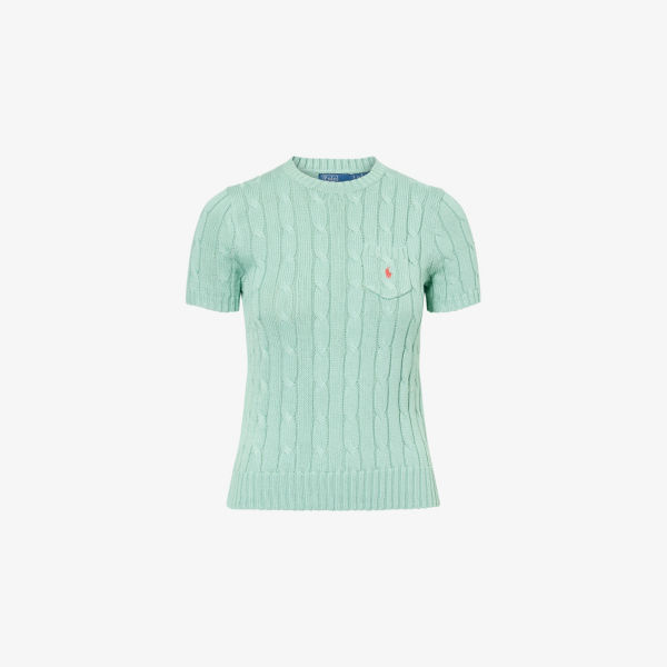 

Cable-Knit short-sleeves cotton jumper Polo Ralph Lauren, цвет celadon