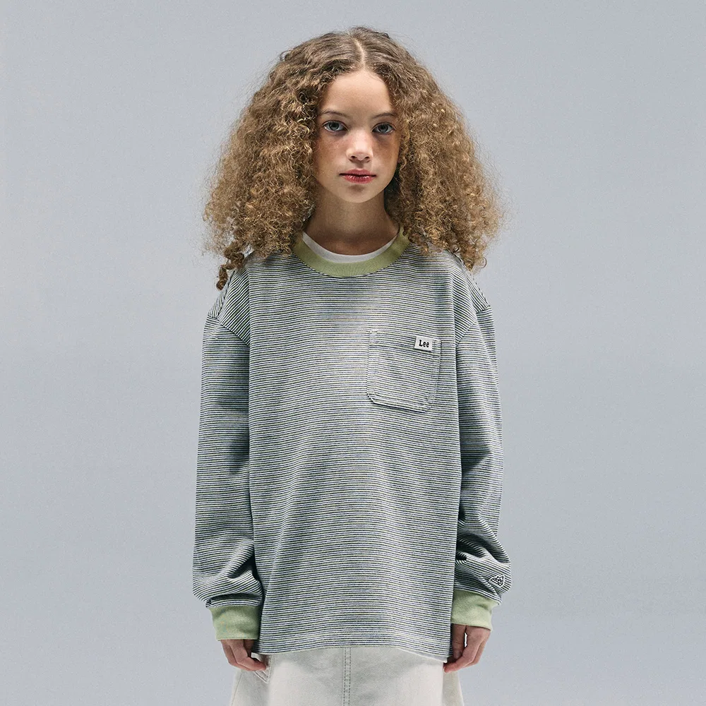 Детская полосатая футболка Lee Kids Small Logo светло-хаки