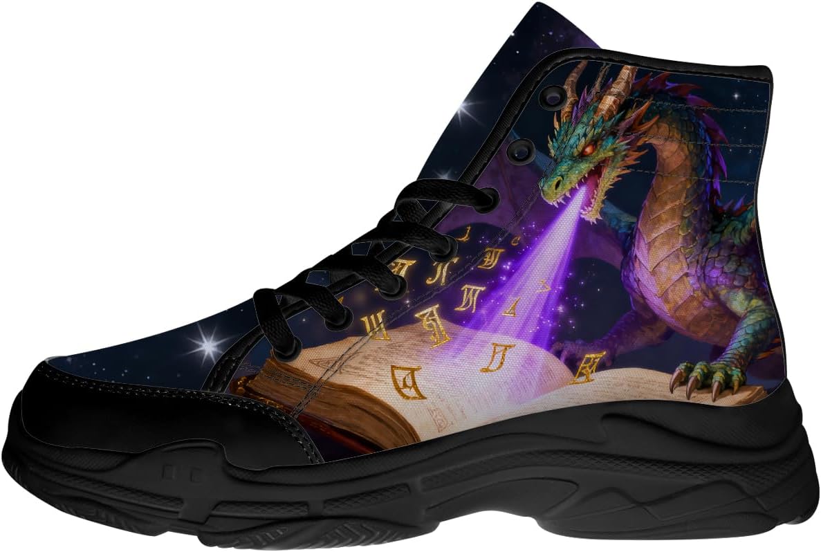 

Кроссовки Dragon Reading Book с высоким верхом, шнуровкой и платформой из канваса, подарки для любителей книг для женщин и мужчин Generic, пурпурный