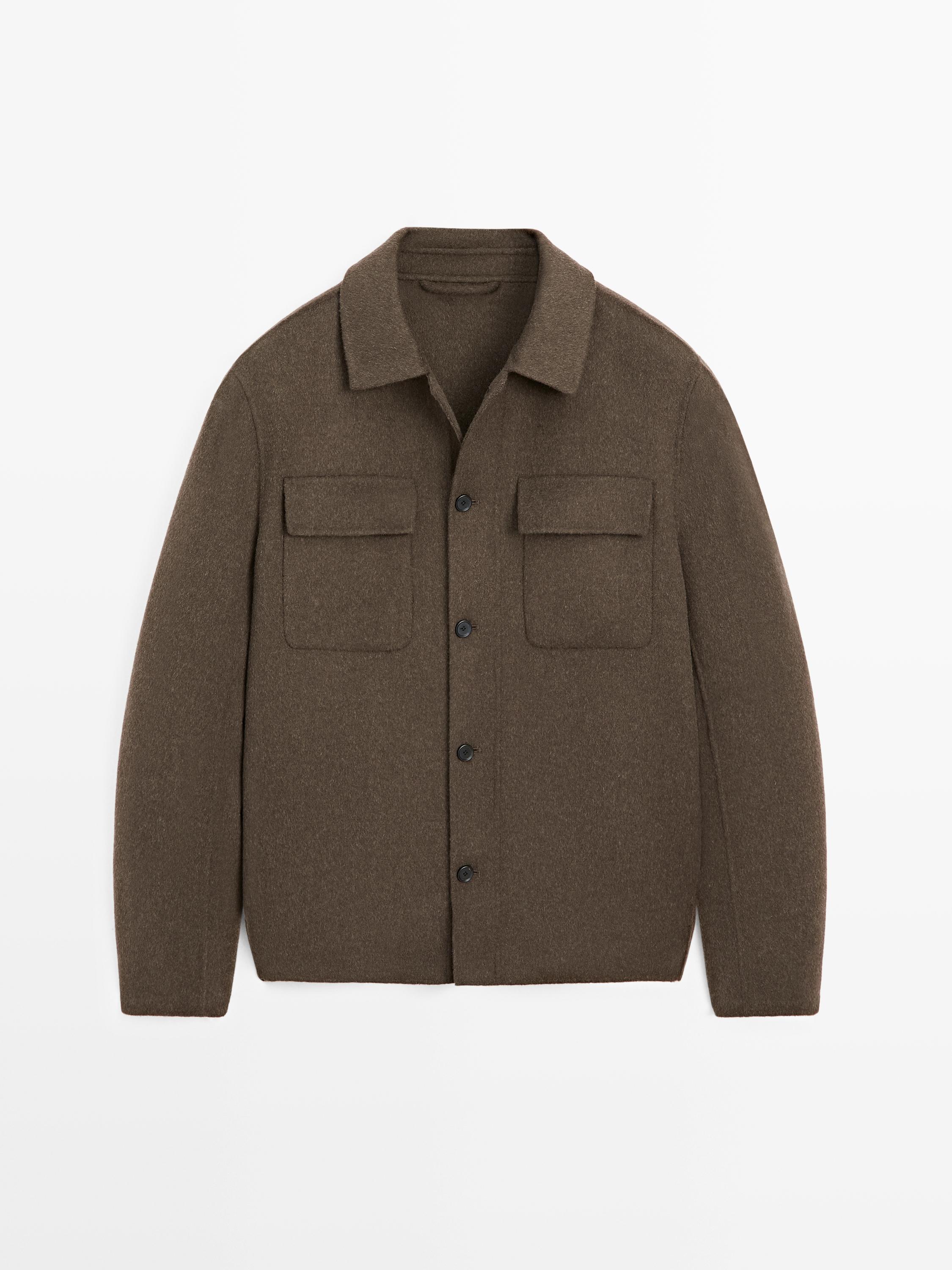 Куртка-рубашка из смесовой шерсти с карманами Massimo Dutti, khaki — фото 2