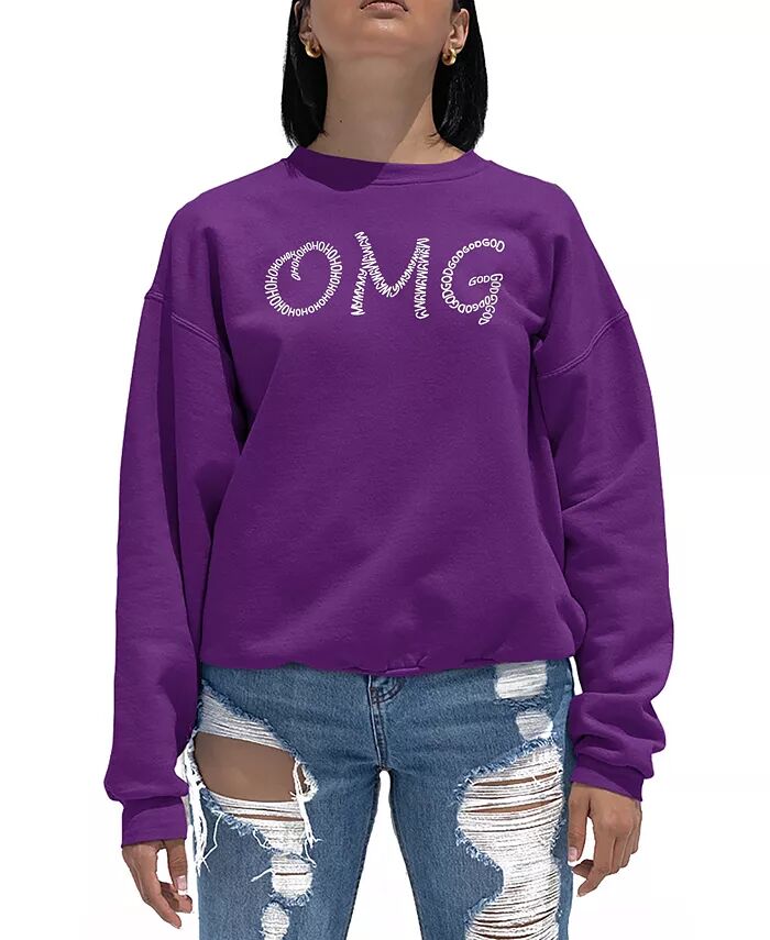 

Женская толстовка Word Art Crewneck OMG LA Pop Art, фиолетовый