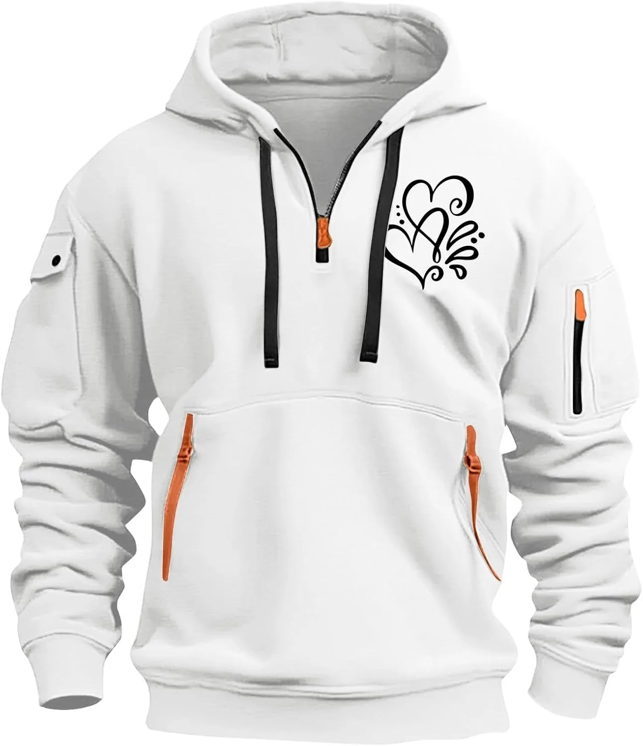 

Мужская худи с четвертью молнии, длинными рукавами и уютными карманами Cheyubny