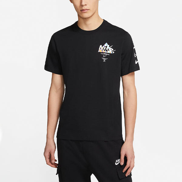 Футболка sportswear print casual sports short sleeve black Nike, черный — фото 4
