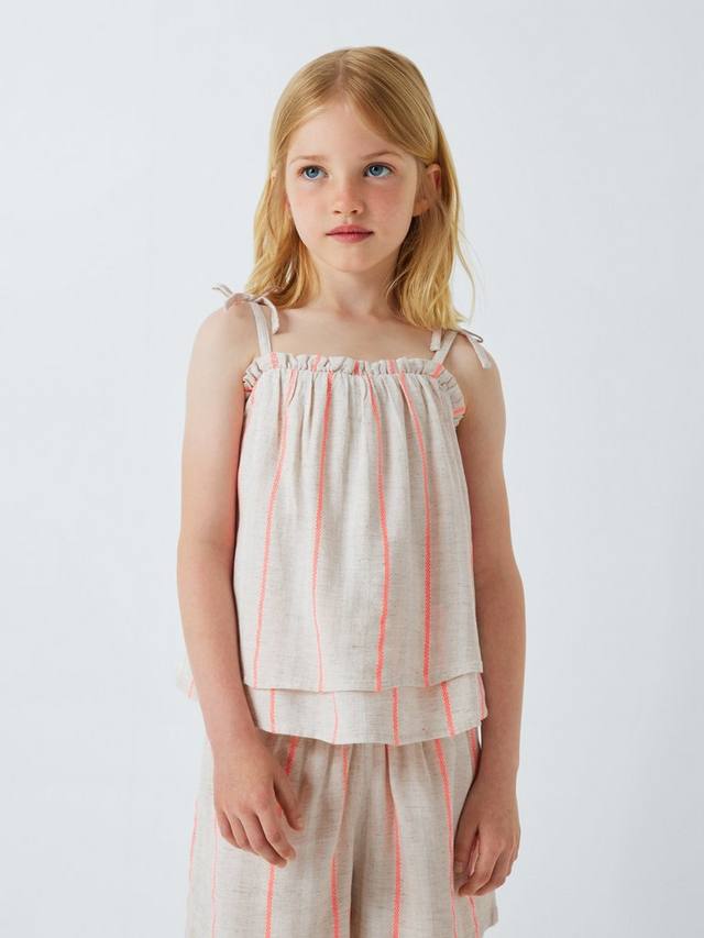 

Детский топ с двойными лямками в полоску John Lewis, White, Orange