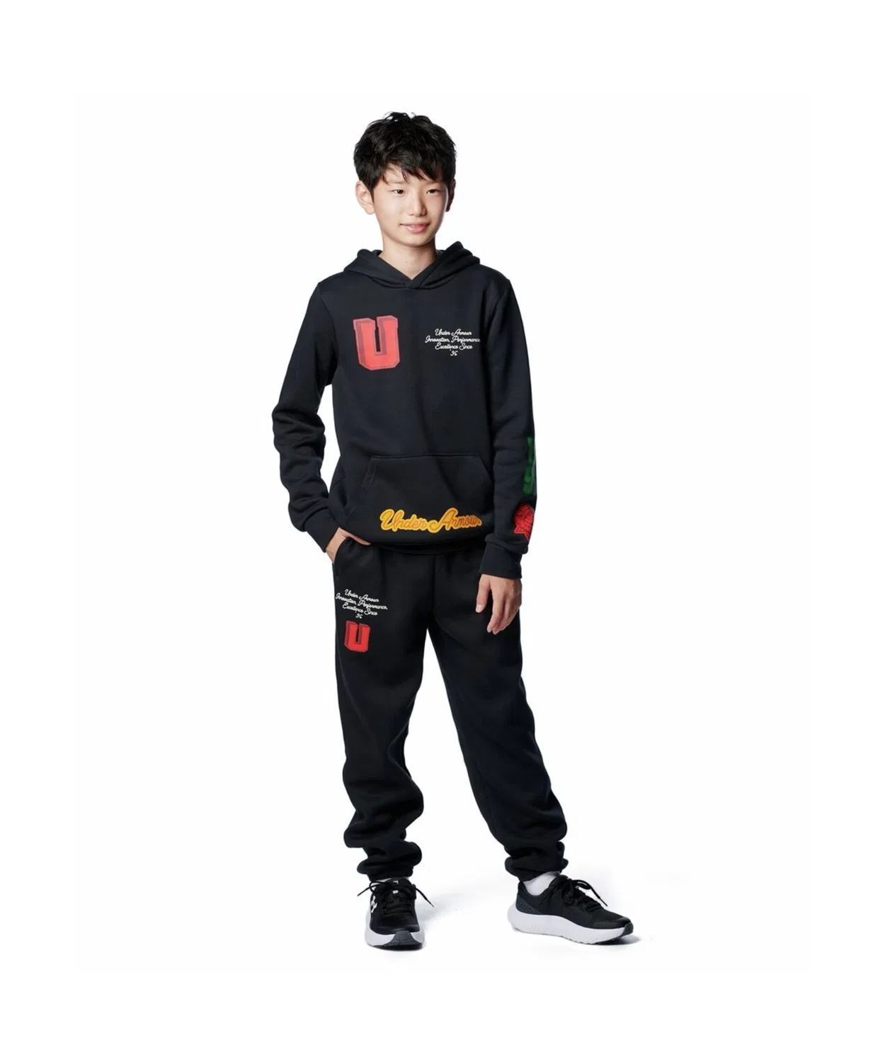 Флисовая кофта Under Armour Icon Fleece с капюшоном, длинный рукав, чёрный — фото 3