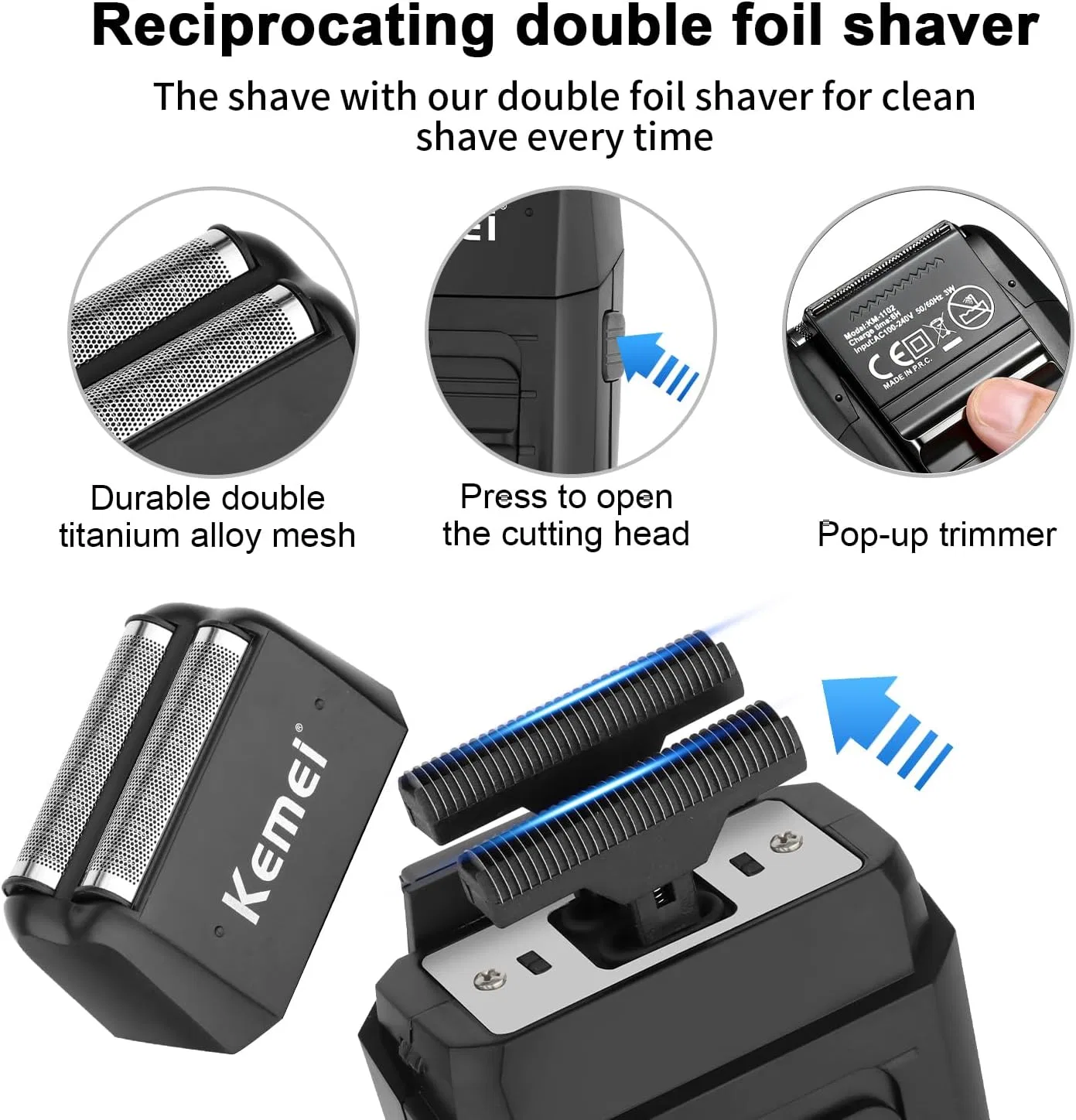 Профессиональный набор для стрижки волос KEMEI с USB-зарядкой Kemei — фото 3