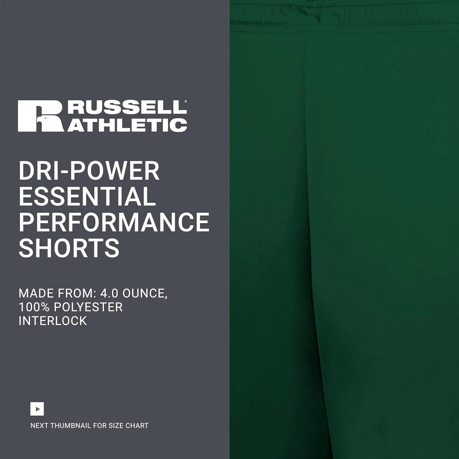 Russel Athletic Спортивные шорты Russell Athletic Boys Dri-Power Essential Performance Shorts, темно-зеленый — фото 4