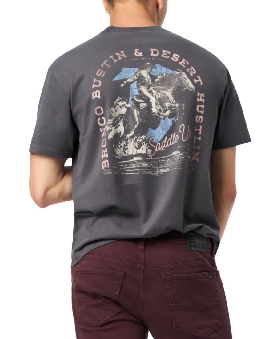 

Мужская футболка с короткими рукавами и графическим принтом "Tavian" Buffalo David Bitton, Gray pinstripe