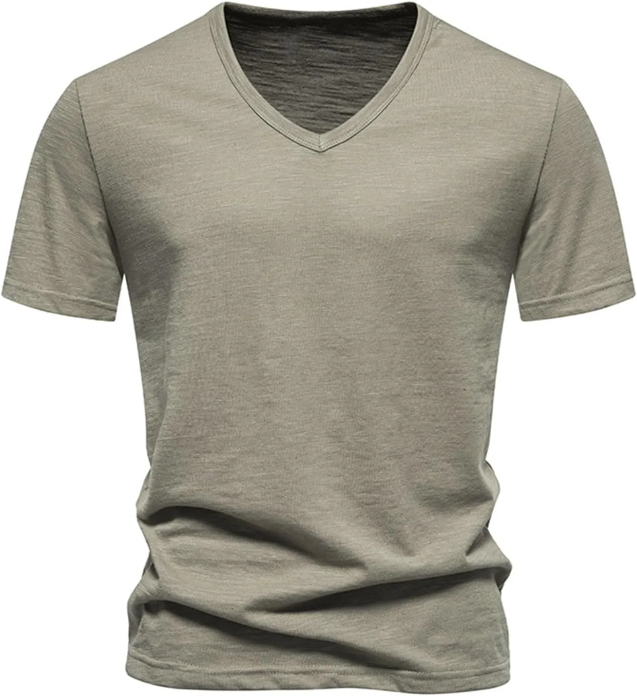 

Мужская льняная футболка с V-образным вырезом, легкая и дышащая